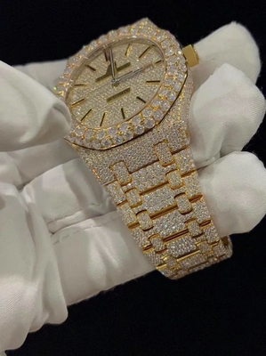 Men Luxury Bling Iced Out Watches Moissanite Cartier Mens Watch On Wrist