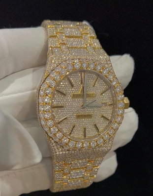 Men Luxury Bling Iced Out Watches Moissanite Cartier Mens Watch On Wrist
