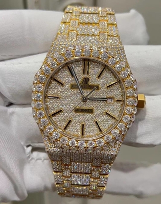 Men Luxury Bling Iced Out Watches Moissanite Cartier Mens Watch On Wrist