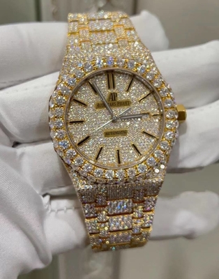 Men Luxury Bling Iced Out Watches Moissanite Cartier Mens Watch On Wrist