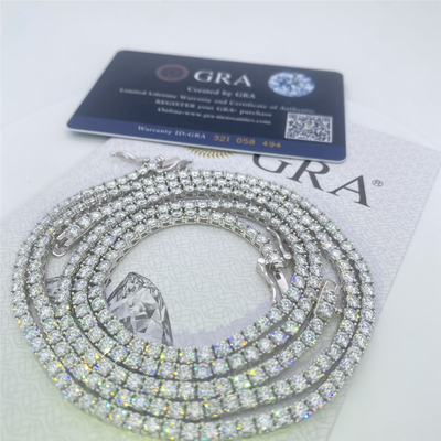 2MM Moissanite Tennis Chain White D Color Moissanite Diamond Tennis Necklace
