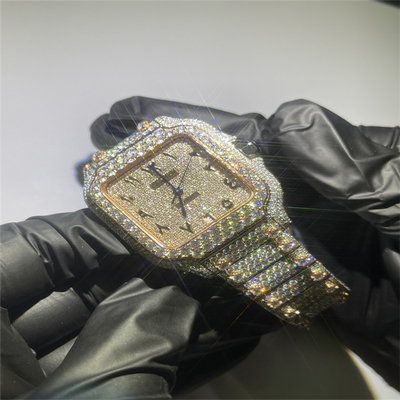 Hand Setting OEM Santos Diamond Watch Full Bustdown Watch