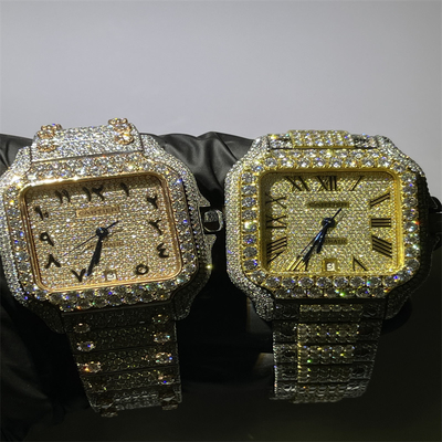 Gem Stone Moissanite Bust Down Watch White Loose Natural Diamond Watch For Men