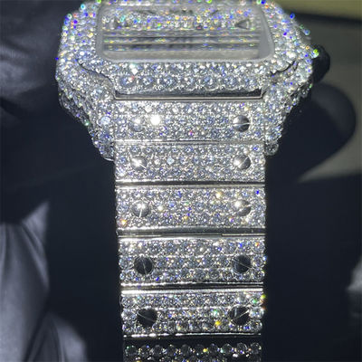 Luxury Moissanite Bust Down Watch Round Brilliant Cut Moissanite  Santos
