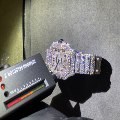 DEF VVS Moissanite Diamond Watch Bussdown Moissanite Santos Watch
