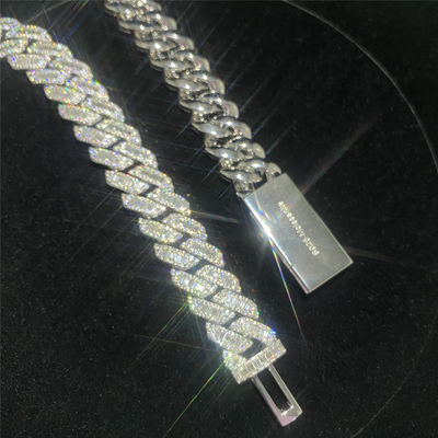 Bling Diamond Cuban Link Necklace Square 15mm Iced Out Cuban Chain Link Necklace