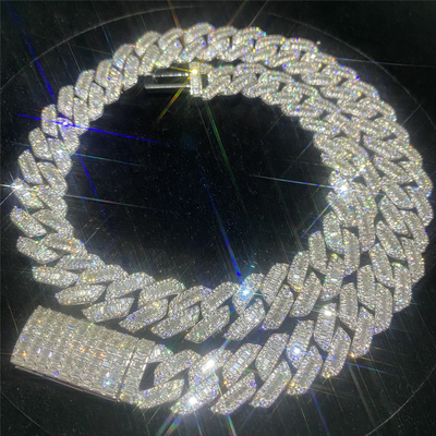 15mm Moissanite Cuban Link Hip Hop Jewelry Luxury Vvs Diamond Cuban Link Chain