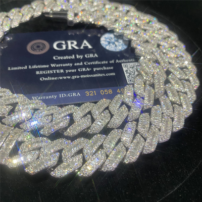 Bling Diamond Cuban Link Necklace Square 15mm Iced Out Cuban Chain Link Necklace