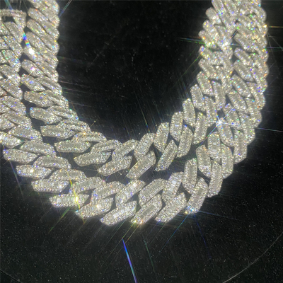 Bling Diamond Cuban Link Necklace Square 15mm Iced Out Cuban Chain Link Necklace