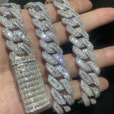 15mm Moissanite Cuban Link Hip Hop Jewelry Luxury Vvs Diamond Cuban Link Chain