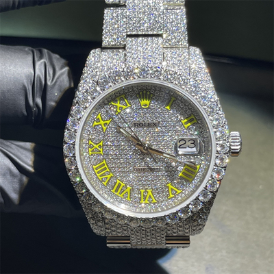 Handmade Setting VVS Moissanite Diamond Hip Hop Mechanical Diamond Watch