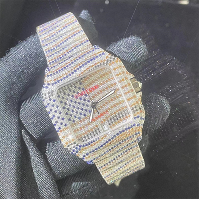 Harlembling 41mm Moissanite Watch Black Roman Diamond Studded Watch