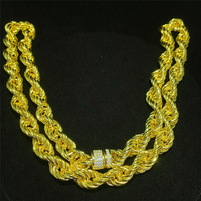 11mm Latest Version Hand Moissanite Hip Hop Chains Round Inlaid Gold Rope Chain