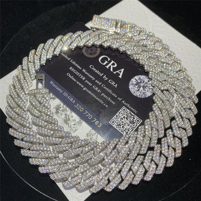 Round Brilliant Cut Moissanite Cuban Chain