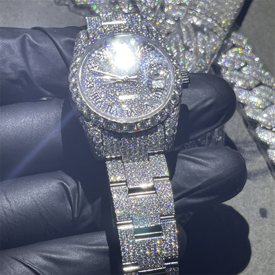 Excellent Polish VVS  Moissanite Diamond Watch Hip Hop Iced Out Watches With GRA