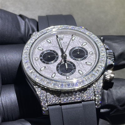 Hand Setting Rolex Diamond Watch VVS1 Bling Iced Out Moissanite Watch