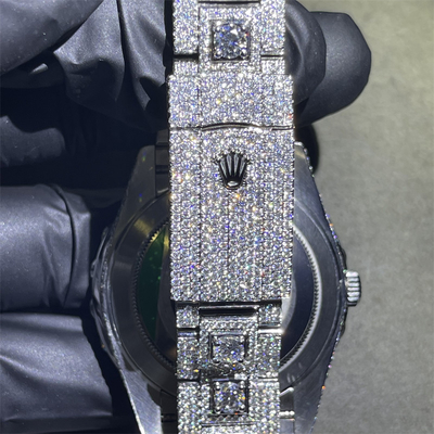 Round Brilliant Cut Moissanite Rolex Watches Bling Quartz Iced Out Men'S Watch