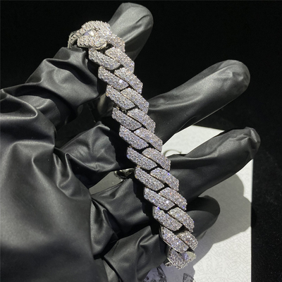 Iced Miami Moissanite Cuban Link Chain Bracelet 925 Silver Vvs For Jewelry Company