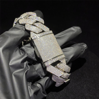 18mm Vvs Moissanite Hip Hop Cuban Chain Bracelet Claw Setting 925 Sterling Silver