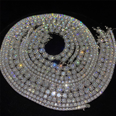 VVS Moissanites Tennis Diamond Necklace Hip Hop 925 Sterling Silver 2mm 3mm 5mm 6.5mm