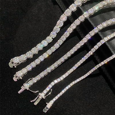 VVS Moissanites Tennis Diamond Necklace Hip Hop 925 Sterling Silver 2mm 3mm 5mm 6.5mm