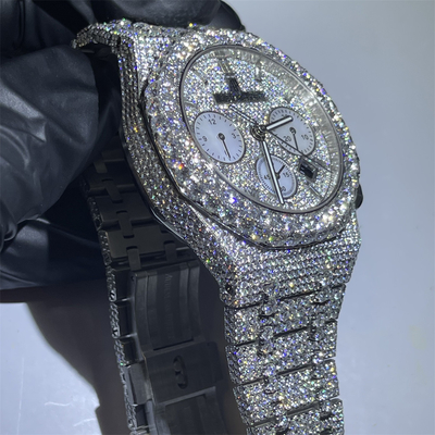 VVS Diamond Moissanite Iced Out Watch Hand Setting Luxury Automatic Mechanical For Men