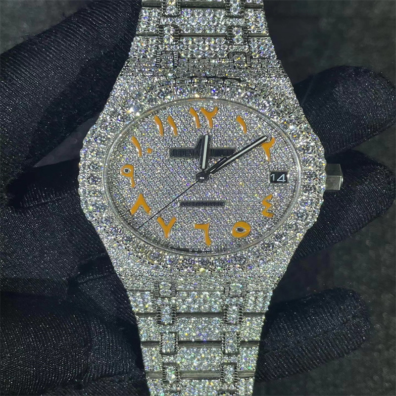 Automatic Ap Iced Out Watch Luxury Brand Bust Down Hip Hop VVS Moissanite Watch