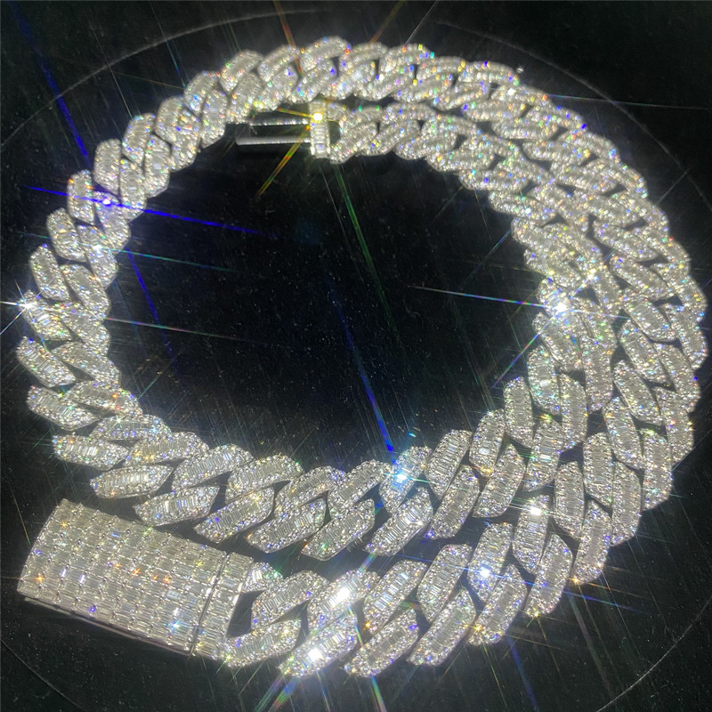 15mm Moissanite Cuban Link Hip Hop Jewelry Luxury Vvs Diamond Cuban Link Chain