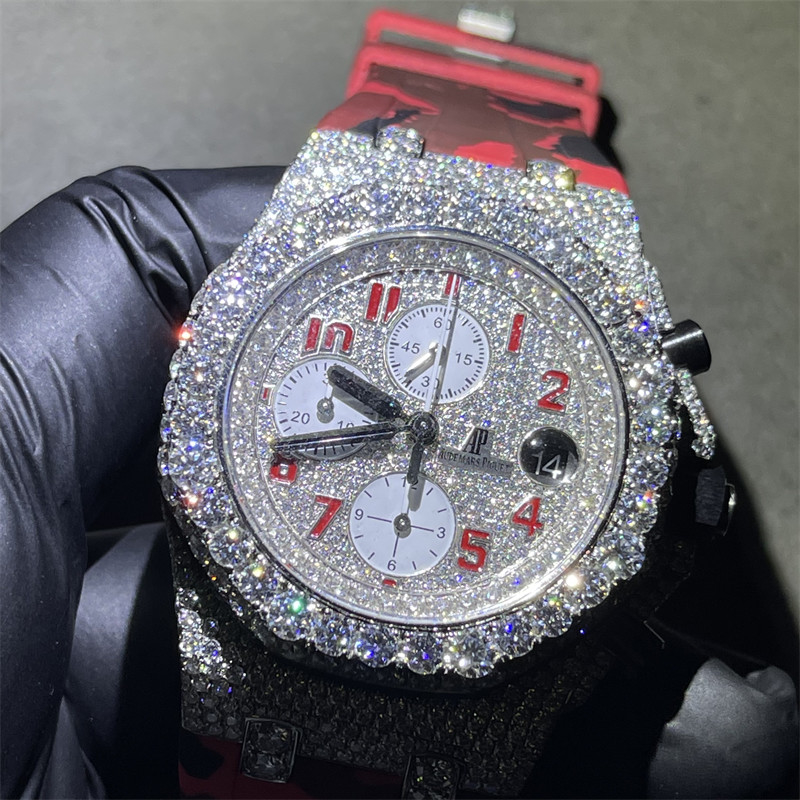 28 Carats Iced Out Moissanite Watch  Audemars Piguet Buss Down Ap Watch