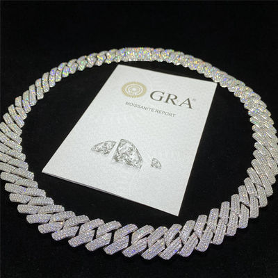 Miami gefror aus Cuban Link-Kettenrappern 925 Sterling Silver Iced Out Moissanite-Männer