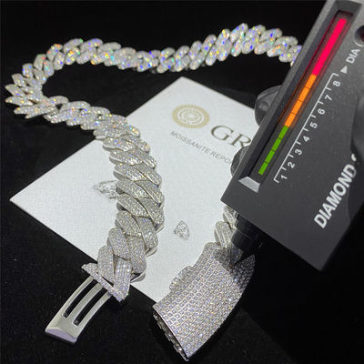 Miami gefror heraus Ketten-VVS Moissanite der Männer Rapper 925 Sterling Silver Cuban Links