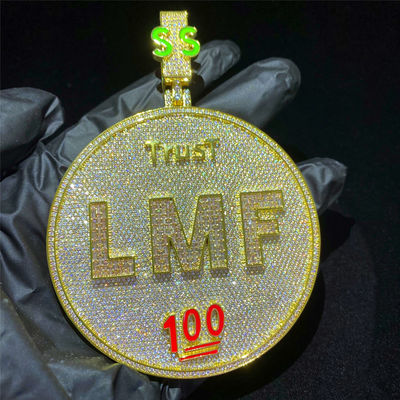 Gefrorenes heraus hängendes Moissanite Hip Hop kubanisches Silber VVS des Halsketten-Diamant-925